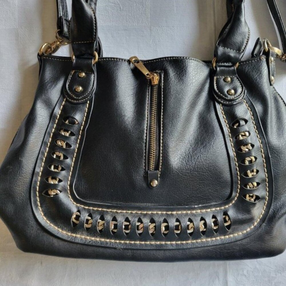 Macor purse with chain, zipper, stud details